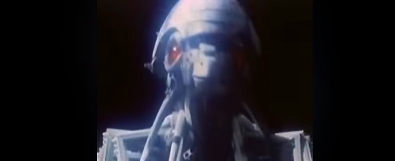 The giant fucking spider went soaring across outer space.  Firing off lasers, and fucking up the place.